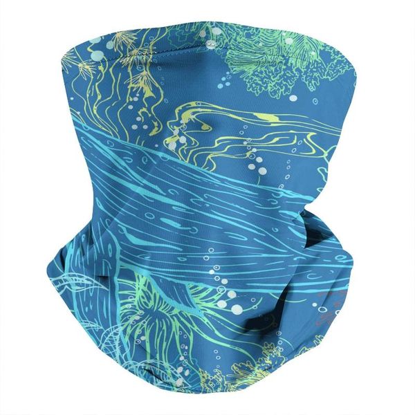 

scarves whale marine plants seaweeds vintage womens mens balaclavas bandana face mask, Blue;gray