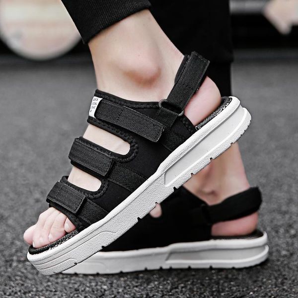 

slippers men sandals gladiators casual roman shoes outside breathable mens summer comfortable light sandalias hombre plus size 48, Black
