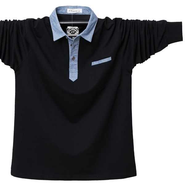 

men's polos plus size 2021 autumn winter men business casual classic long sleeve shirt male regular fit brand, White;black