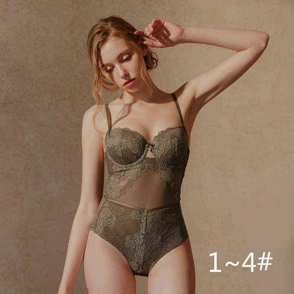 

lingerie for women bodysuit lace push up underwire floral pattern hollow out back bra and panties set gift for girlfriend 211112, Black;white