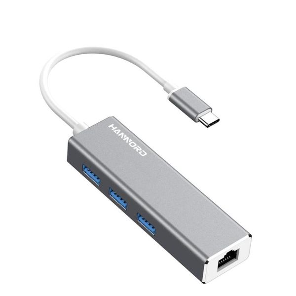 

hubs 4 in 1 usb type c hub adapter converter/usb 3.0 to usb3.0 100m/1000mbps rj45 ethernet port lan for laptop