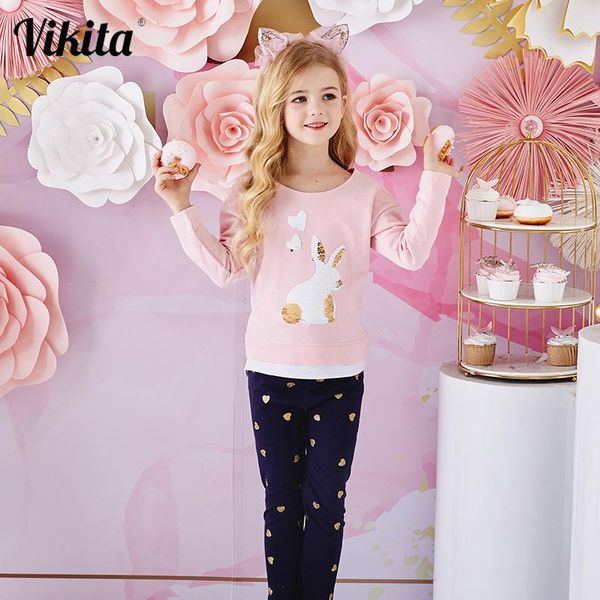 

girls cotton clothing sets kids cartoon t shirt and pants baby long sleeve suits children clothes, White