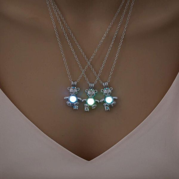

pendant necklaces 3 color luminous monkey necklace glowing in the dark hollow jewelry women halloween gifts, Silver