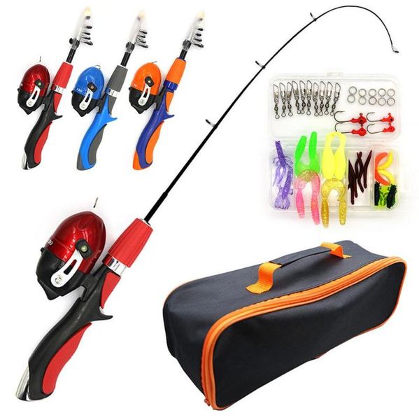 

fishing pole set portable lightweight comfortable grip rod kit fish equipment for beginners children boat rods
