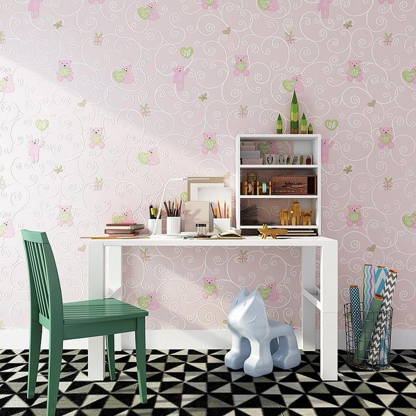 

wallpapers cute cartoon bear 3d embossed non-woven wallpaper children's room boys girls bedroom blue environmental protection tv wall