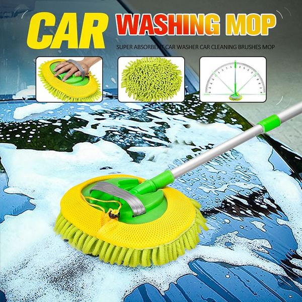 

car washing mop super absorbent washer cleaning brushes adjustable window wash tool dust wax soft three section sponge