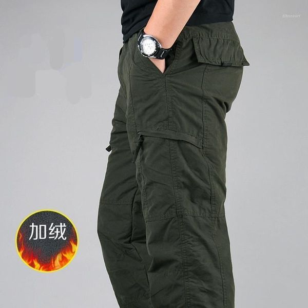 

winter thicken fleece cargo pants men's double layer army camouflage tactical cotton casual trousers warm trousers1 9kvi, Black