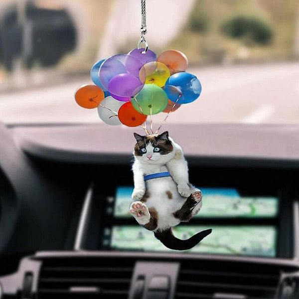 

novelty cat balloon car pendant cute rear view mirror charm kitten decoration cartoon decorative objects & figurines