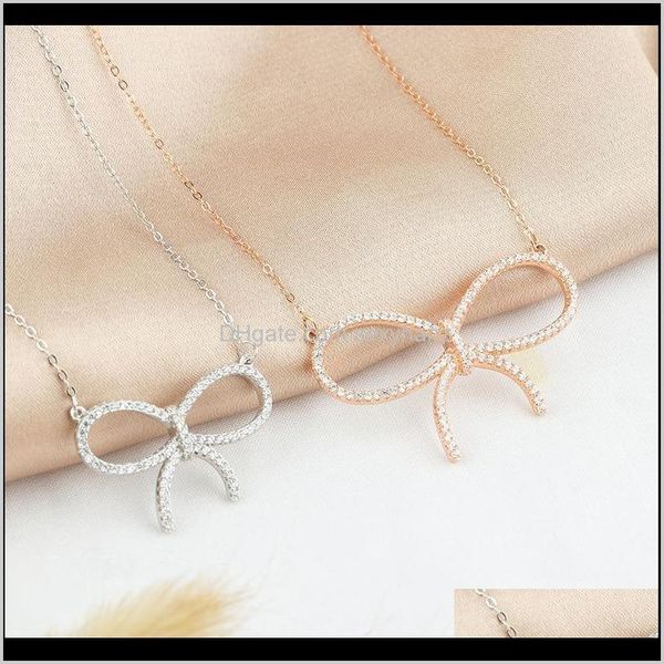 

pendant necklaces & pendants jewelry drop delivery 2021 fashion little book s925 sterling sier big bow necklace light luxury full diamond me, Silver