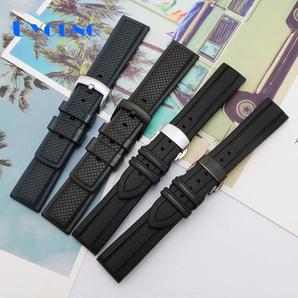 

watch bands silicone 22mm strap for // replace rubber band fluorine bracelet accessories waterproof, Black;brown