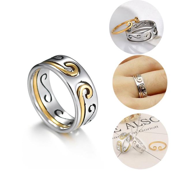 

cluster rings 2pcs/set stainless steel monkey king magic double for women couple knuckle ring personality jewelry, Golden;silver