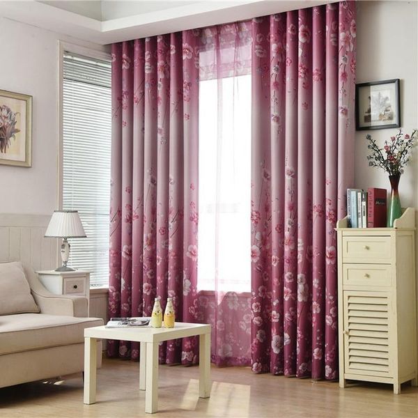 

curtain & drapes customized chinese black silk blackout curtains pastoral style small red flowers for bedroom study floor tulle