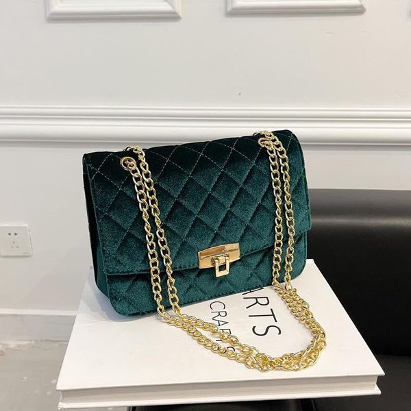 

evening bags autumn womn retro suede shoulder messenger fashion solid color chain handbags ladies casual all match plaid crossbody pouch