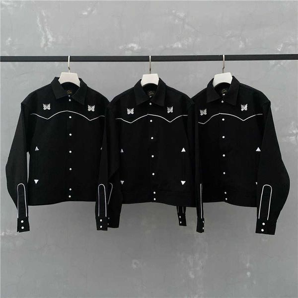 

men's jackets awge female jacket needles 1:1 of vintage british style butterfly embroidered blazers men's clothing, Black;brown