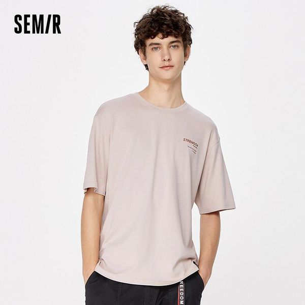 

men's t-shirts semir short sleeve men 2021 summer trend loose o neck casual cotton bottoming tshirt retro, White;black