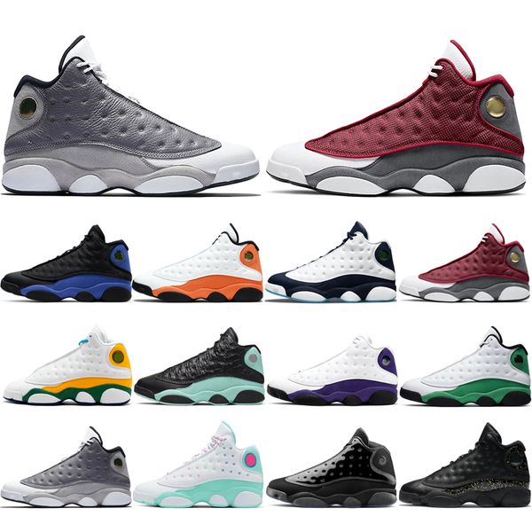 

original 13s basketball shoes atmosphere grey aurora green black cat bred cap gown chicago flint gold glitter he got game starfish size 40-4