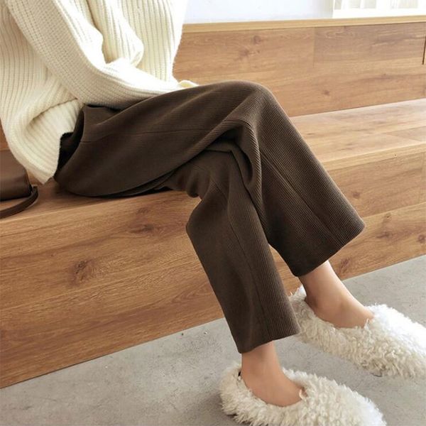 

capris spring autumn cormorant women's fashions elastic waistline slacks straight all combined casual velvet cotton plus size v220, Black;white