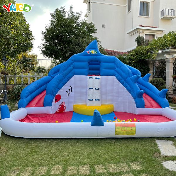 

inflatable pool with slide splash bounce house shark bouncer water park game