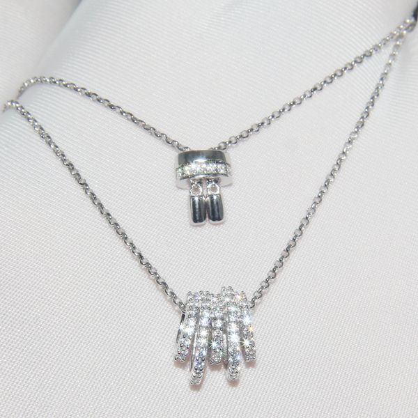 

a family s925 sterling silver necklace women's diamond inlaid multi-layer line clavicle chain simple jewelry anti allergy