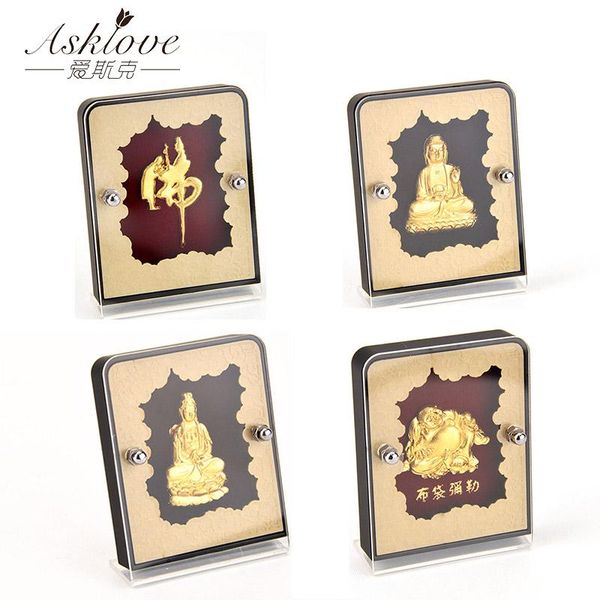 

decorative objects & figurines fengshui buddhist blessing ornaments gold foil decoration crafts lucky gifts car deskdecor home office
