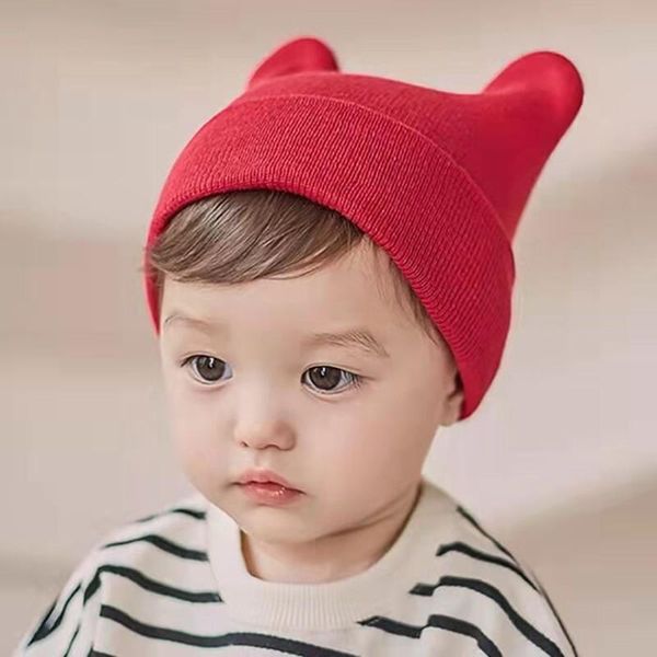 

hair accessories 2021 baby caps solid color knitted pullover hat children's leisure wool warm cartoon bear ears beanie, Slivery;white