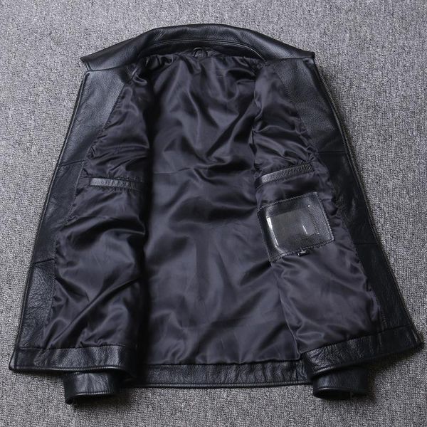 

men's leather & faux 2021 black casual style genuine jacket men plus size 4xl real natural cowhide spring slim fit male coat