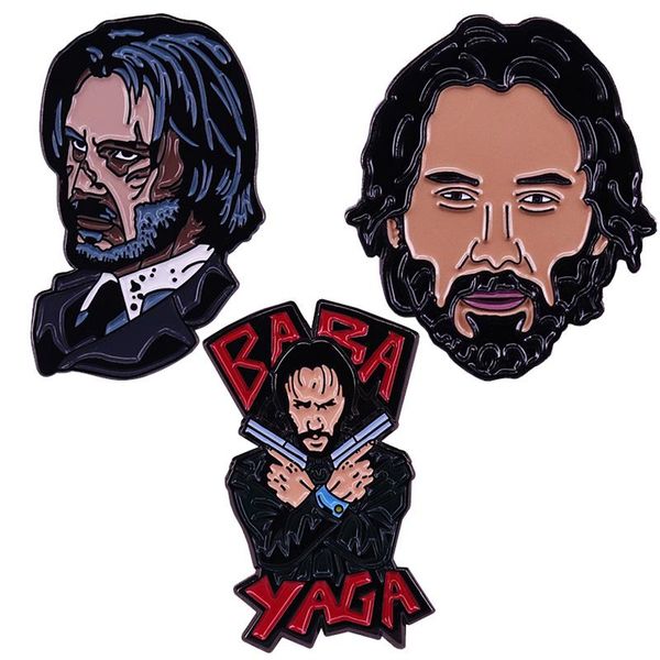

pins, brooches john wikc keanu reeves baba yaga brooch pins enamel metal badges lapel pin jackets fashion jewelry accessories, Gray