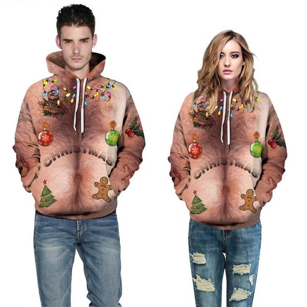 

women's hoodies & sweatshirts 2021 christmas 3d digital printed bell hooded sweats pullover causal thin, Black