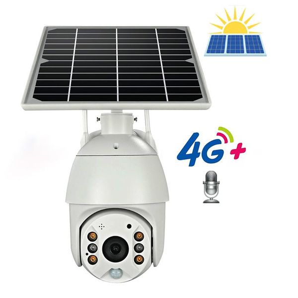 

8w solar panel 4g camera ptz outdoor rechargeable battery pir alarm 2mp security ip wifi surveillance for home cameras
