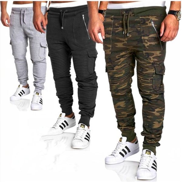 

fashion boutique pants 2021 spring and autumn men's fitness sportswear striped pleated leisure, Black