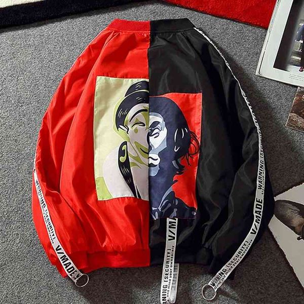 

gd star same autumn jacket men's fashion brand black red stitched clown wo