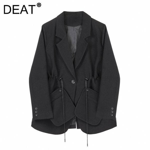 

women's suits & blazers [deat] 2021 spring autumn fashion tide coat loose fit long sleeve turn-down collar single button blazer women 1, White;black