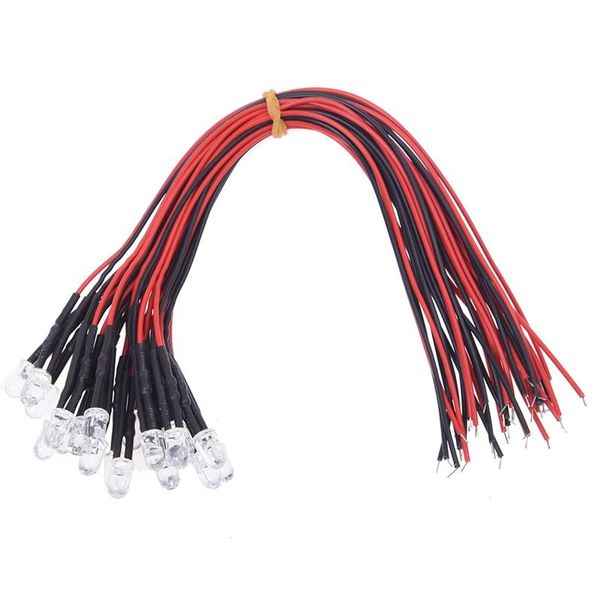 

bulbs 20 red 5mm led lamp light bulb set pre wired 12v 22cm