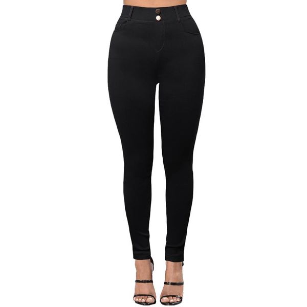 

women's leggings push up super elastic tummy control women pants tights imitation denim sports running solid skinny autumn winter, Black