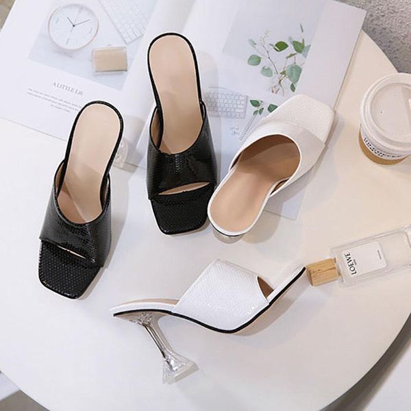 

summer fashion square head shallow mouth large size women's shoes wine glasses and casual wear sandals cwf, Black