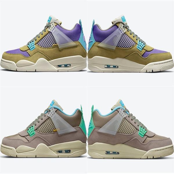 

union x jumpman 4 iv 30th anniversary basketball shoes desert moss taupe haze mens sports trainer sneakes with original box