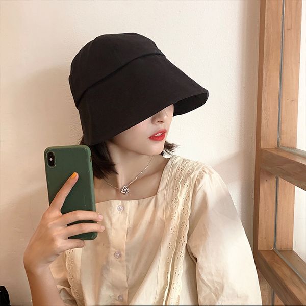 

fisherman's hat korean fashion versatile black hat summer thin sunscreen lampshade bucket hat, Blue;gray