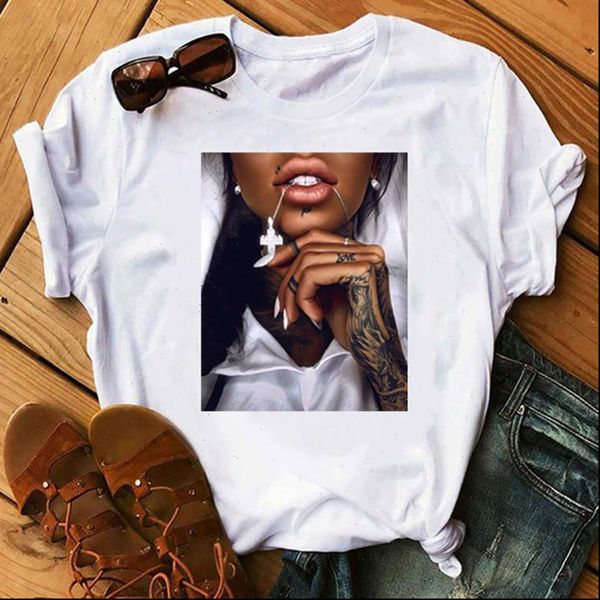 

vogue cool fashion cartoon womens print white harajuku short sleeves femme