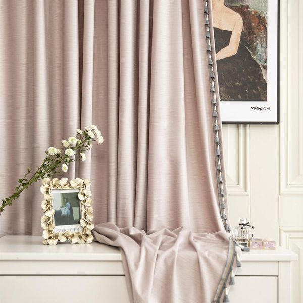 

curtain & drapes light luxury style carved cross-grain craft velvet dirty pink nude dogwood color curtains for bedroom living room blackout
