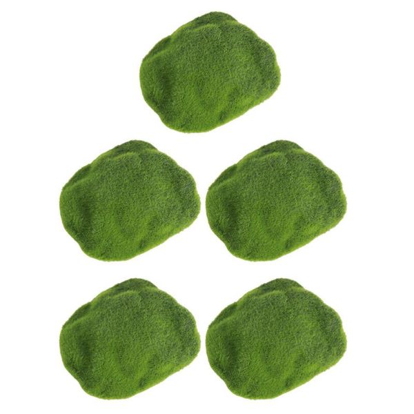 

decorations 5pcs simulated stone models faux flocking stones decors garden mossy layout prop