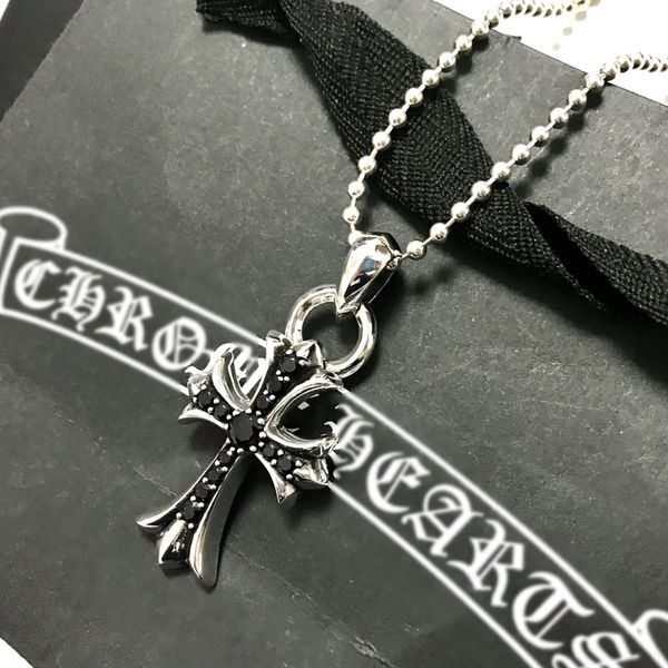 

925 sterling haiyunda silver fashion worn out men's and women's black diamond necklace versatile sweater chain star net red
