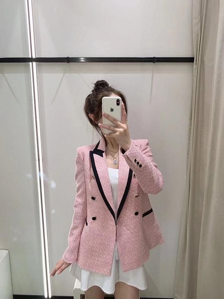 

women's suits & blazers [ewq] trend coat feminino loose blazer retro double-breasted queen autumn clothing casual pink top, White;black