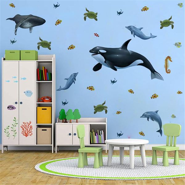 

Jellyfish Wall Sticker Summer Sea World Animal Whale Pvc Room Home Decoration Salon Accessories Fluorescent Manga Stickers