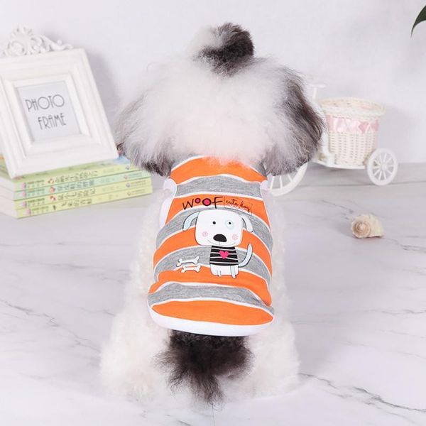 

dog apparel clothes pet spring summer stripes vest sleeveless printed cotton t-shirt