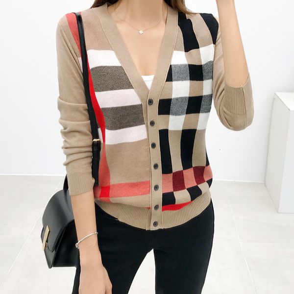 

luxury women's jackets japane color contrast korean cardigan sweater women's coat in early autumn 2021, Black;brown