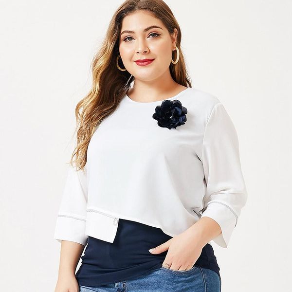 

plus size t-shirt 2021 autumn mom clothes long sleeve stitched fashion ladies vintage elegant womens, Black