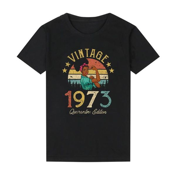 

women's t-shirt 1973 quarantine edition african women 8year old 8th birthday gift idea mom wife daughter clothing retro tshirt, White