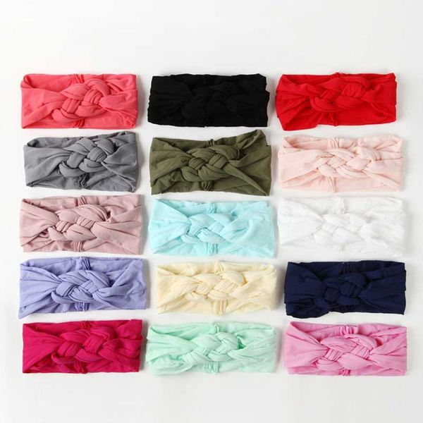 

braided nylon headband for baby girls cross knot headwraps elastic hairbands fashion infant baby hair accessories, Slivery;white