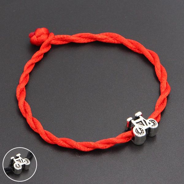 

charm bracelets 2021 i love bike beads charms 4mm red thread string bracelet lucky handmade rope for women men jewelry, Golden;silver