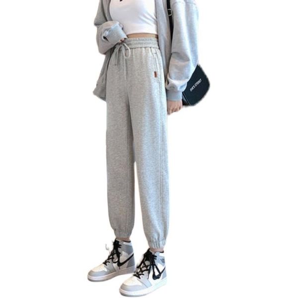 

women's pants & capris 2021 autumn gray sports female spring and thin, Black;white
